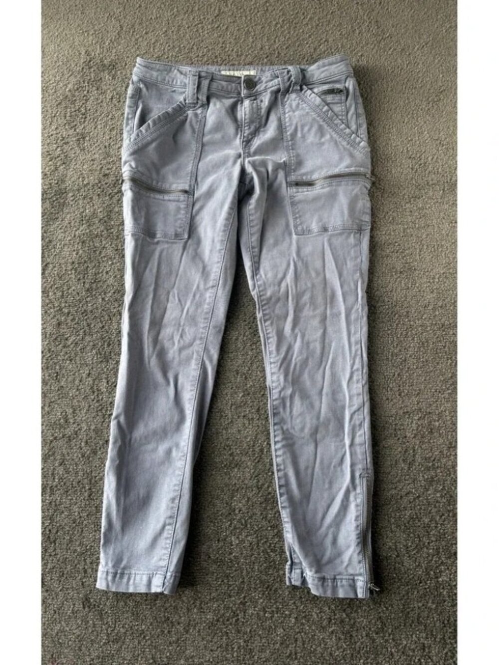 Joie Women Size 29 Park Skinny Zippered Cropped Light‎ Blue Pants Stretch Cotton